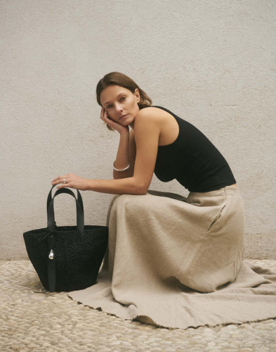 LIE STUDIO PF25 -The Bianca Raffia Bag Small - Color | Black raffia